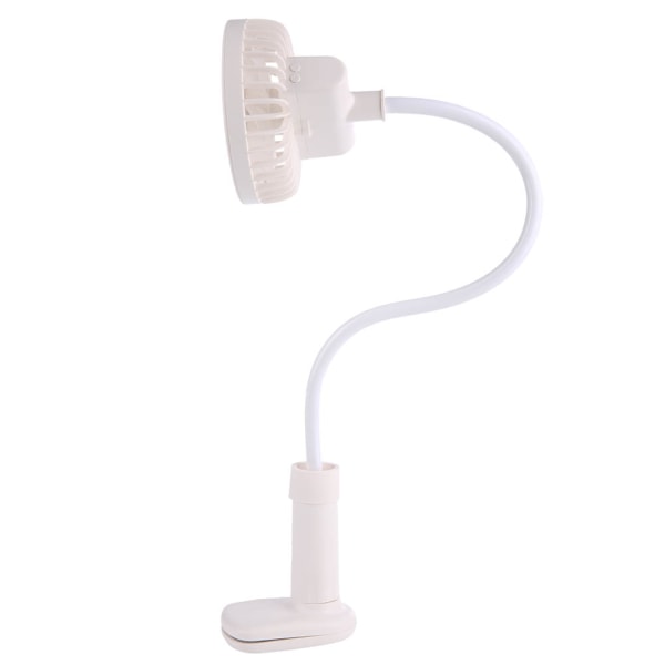 Bärbar klämma Kylfläkt USB Uppladdningsbar skrivbordsfläkt med LED-lampa (vit)