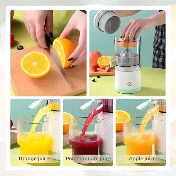 Elektrisk Saftpresser Genopladelig - Citrus Saftpresser Maskiner med USB Saftpresser til Appelsin, Citron, Grapefrugt