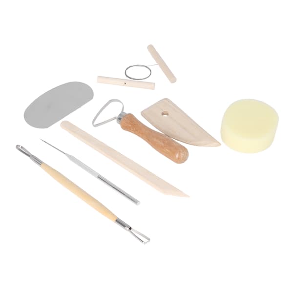Ceramic Tool Set 8-Pack Double-Sided Wooden Handle Clay Sculpting and Carving Kit for Shaping
