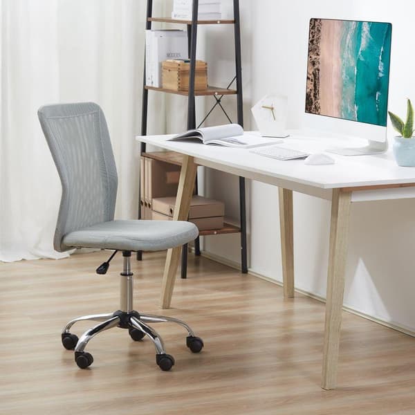 Vinsetto Ergonomisk Kontorstol, Høydejusterbar, Krombase, 360° Sving, Grått Mesh-trekk