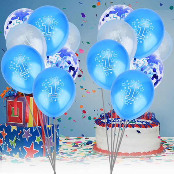 15 stk 12 tommers latexballonger med konfettitrykk, gjennomsiktige ballonger til babyshower (C)