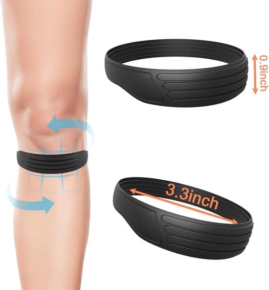 Silicone Knee Strap with Patella Support - Stable Non-Slip, Extra Friction/Width - High-Quality Silicone - Black - 2 Pieces