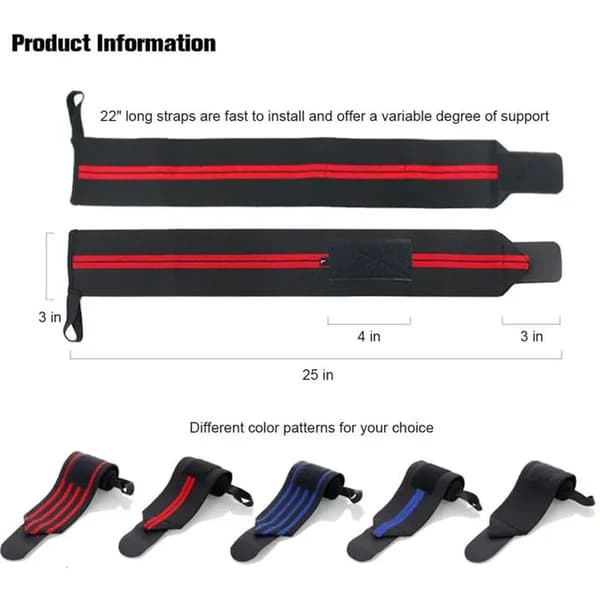 Tyngdlyftningshandledsskydd, set om 2 - 56 cm rem - Röd - Justerbar passform
