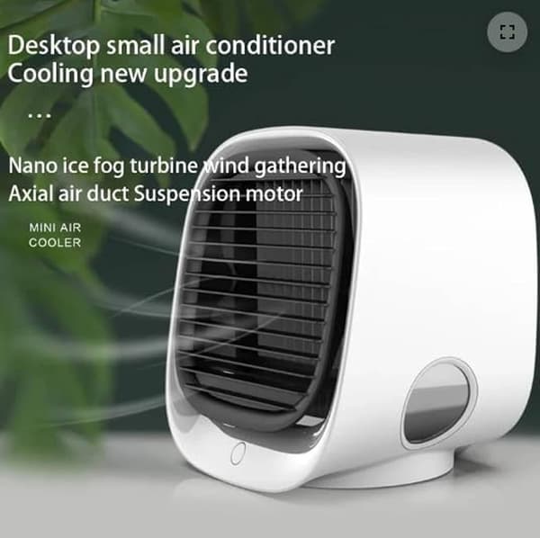 Bærbar ventilator, bærbar aircondition, luftkøler, luftkøler med lav vind, USB-elektrisk ventilator til hjemmebrug, luftfugter. (Hvid)