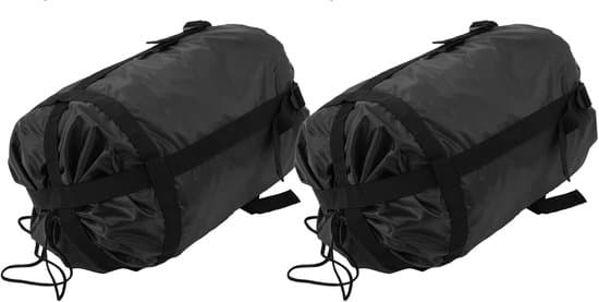 Sleeping Bag Storage Bag - Compression Stuff Sack - Travel Camping - Double Buckle Design - 2 Pack (8 Liter) - Black