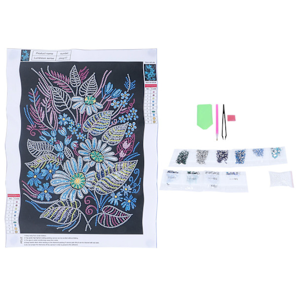 Luminous Diamond Painting Kit DIY Blommönster Hantverk Sovrum Korridor Dekoration