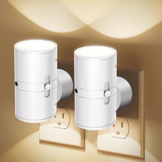 2-pak moderne dæmpbare LED-natlamper med bevægelsessensor (hvid, varmt hvidt lys).
