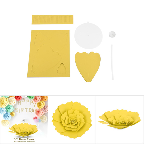 DIY Vakker Papirblomst Dekorasjon for Bursdag Bryllup Fest  Gul