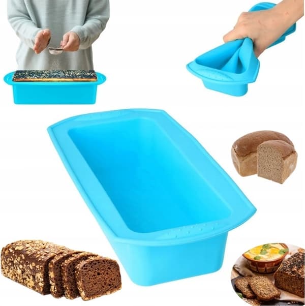 Silikoneforme, fleksible og holdbare, velegnede til bagning af brød og kager.