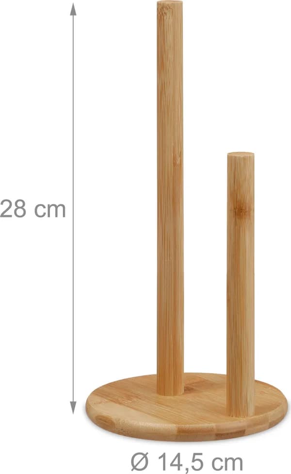 Standing Kitchen Paper Holder - Bamboo - With Baffle - 28 x 14.5 cm - Natural Color