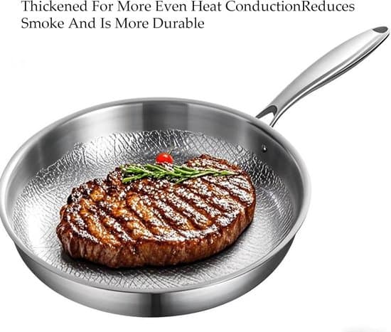 1 Hammered Titanium Frying Pan - 26cm Untreated Scratch-Resistant Non-Stick Silver (Without Lid)