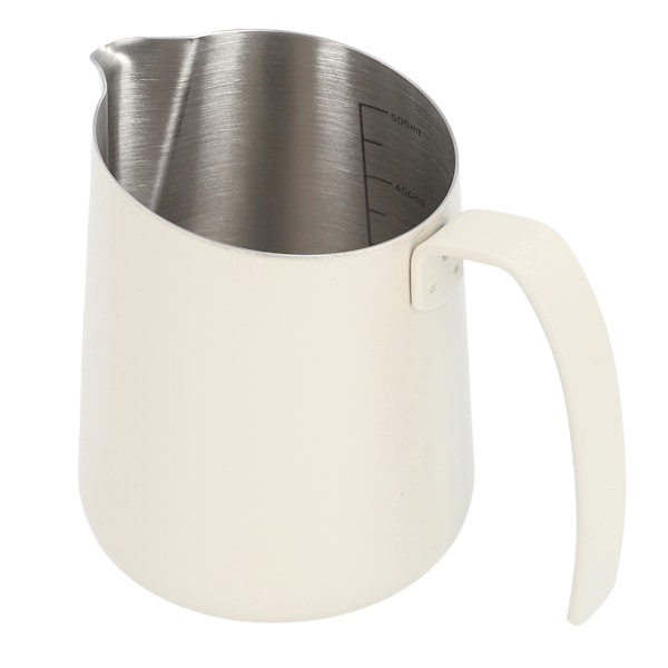 Mælkeskumningskande 304 Rustfrit Stål Flødekande Latte Art Kaffe Dampkande med Skrå Tud og Skala til Cafe Køkken 500ML Beige