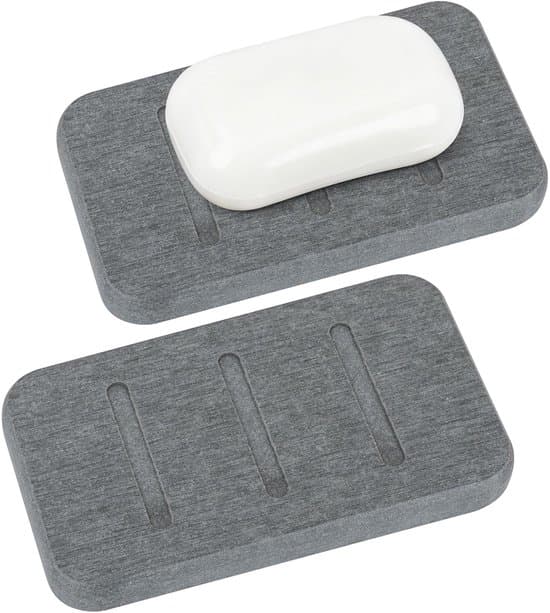- Diatomite Soap Dish - Soap Saver - Quick Drying - Grey - Soap Holder - Suitable for Bath and Shower - 2 Pieces