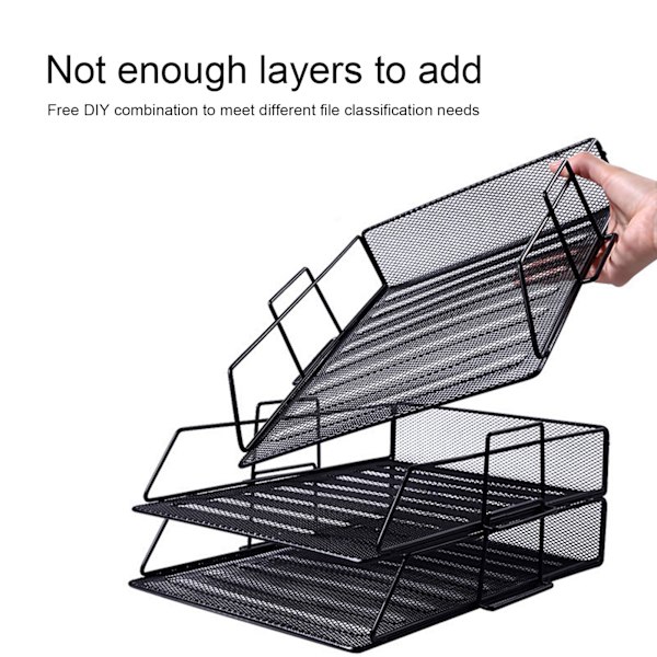 4 stk. Filhylde Stabelbar Adskillelig Mesh Huldesign Stor Kapacitet Nem Installation Skrivebords Filopbevaring Holdere