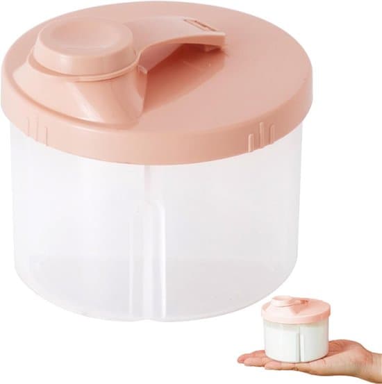 Formula Dispenser, Portable Rotating 4-Compartment Box, Pink