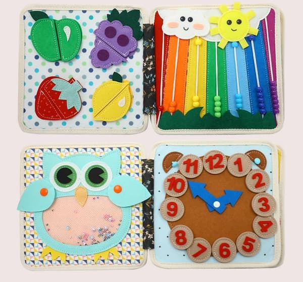 Montessori Quiet Book for Toddlers - Hedgehog Pattern Soft Felt Sensory Activity Book