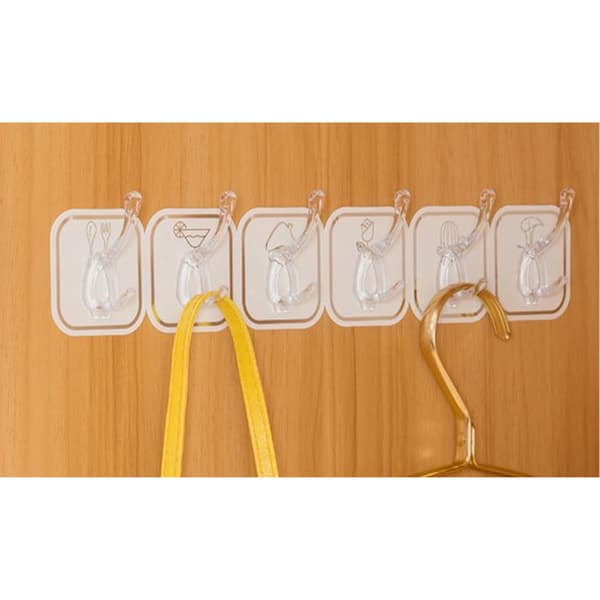 Self-adhesive Acrylic Wall Hooks, Cuttable and Punch-free, Multifunctional Storage Shelf for Kitchen, Bathroom