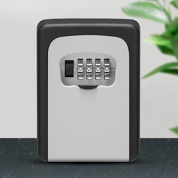 Wall Mounted 4-Digit Combination Lock Box, Portable Large Capacity Key Storage for Home Office Construction Site