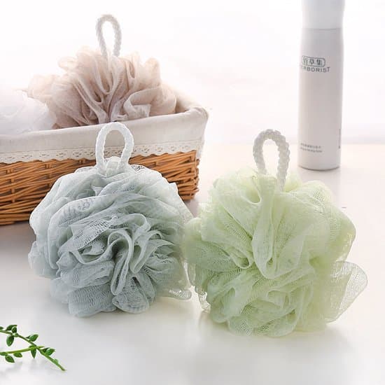 3-pack 13 cm 60 g exfolierande/massage nätbadsvampar - blå/grön/khaki