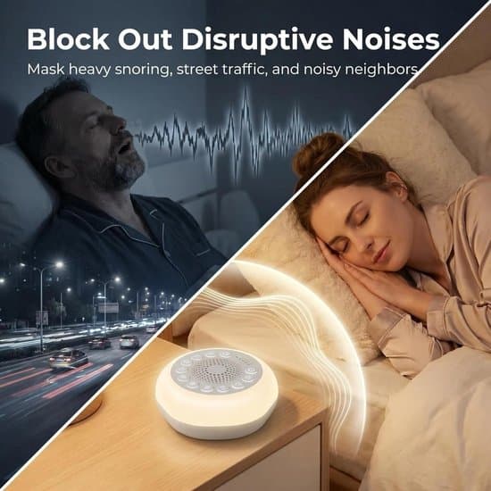 White Noise Machine with Night Light, 27 Non-Looping Sounds
