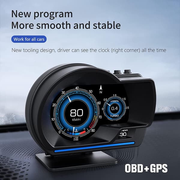 Dobbelt head-up display-system til biler, OBD-display i køretøjer, GPS-hastighedsmåler, egnet til alle køretøjer.