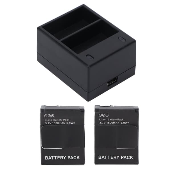 Kamerabatterilader Rask Dobbel Batterilader med 2 Batterier Kompatibel for Hero 2 3