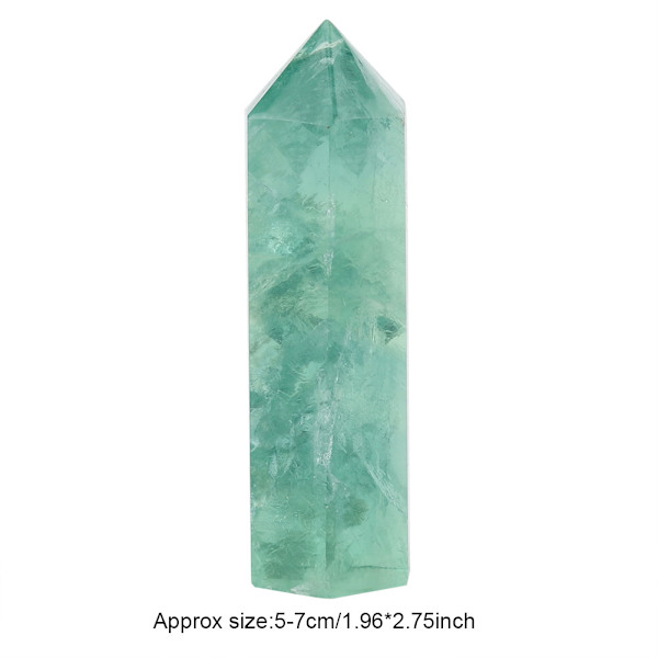 Kristallkvarts Naturlig Grön Fluorit Hexagonal Kristallkolumn Fluorit Energistol （ 5-7cm）