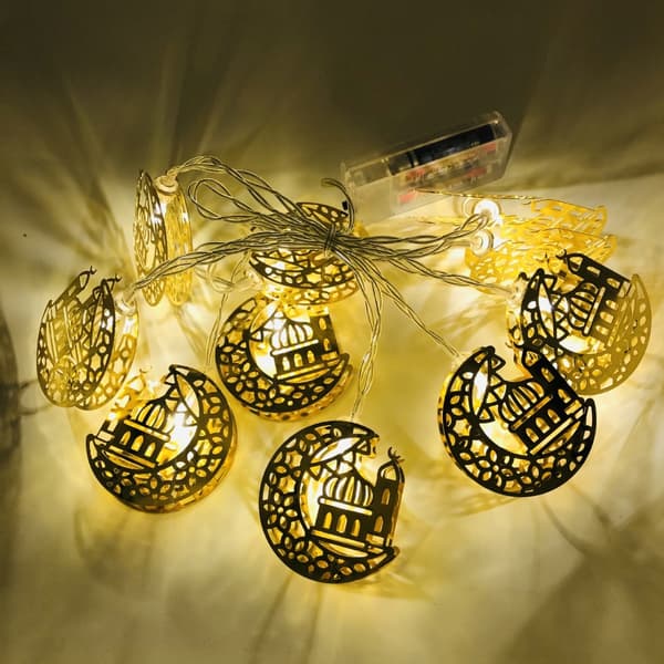 Ramadan Eid String Lights Battery Operated Moon Star Lamp Mubarak Moon LED String Lights for Indoor Ramadan Festival Decorations