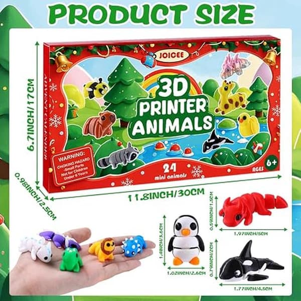 JOICEE 2026 julkalender med 3D-printade djur fidgetleksaker Multicolor