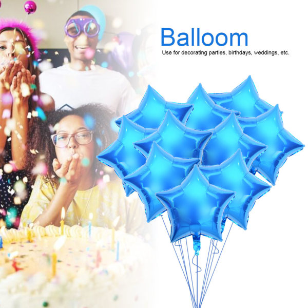 10 st 10" femstjärniga aluminiumfolieballonger Fest Bröllopsfödelsedagsdekor