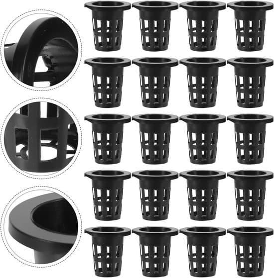 Hydroponics - Growing System - Net Cups - Wide Lip - Black Pots - Gardening - Vegetables - 2 Inch - Round - Plastic - Hydroponics Kit - 50 Pcs