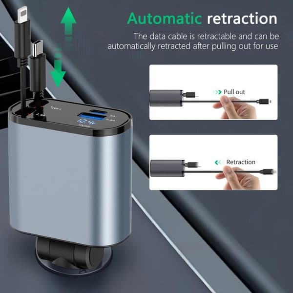 Billader 100w - Lader til bilen - iPhone/Samsung - USB-C
