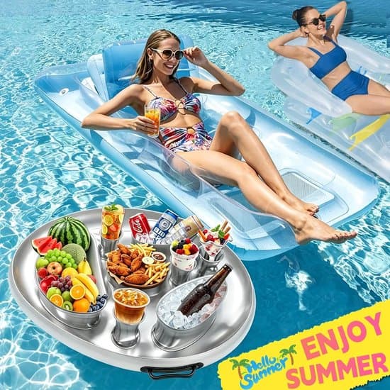Inflatable Drink Holder and Pool Tray | 8-Hole Floating Pool Bar, for Parties/Beaches