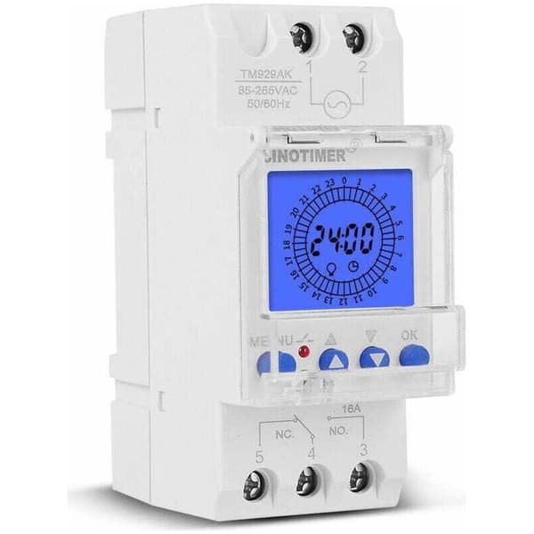 24-timmars digital LCD-display, elektronisk klocka, 85-265V, DIN-skenmontering, programmerbar smart analog timerbrytare med 15-minutersintervall - 30A