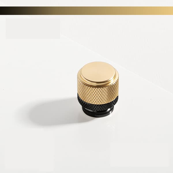 3-piece Cabinet Handle Set, 2.5 cm Cabinet Knobs, Gold Knurled Drawer Handles (Gold Two-Tone).