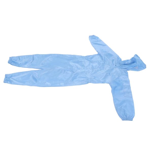 Blue Antistatic Protective Coverall with Hood - Universal Workshop Cleaning Dustproof Clothing