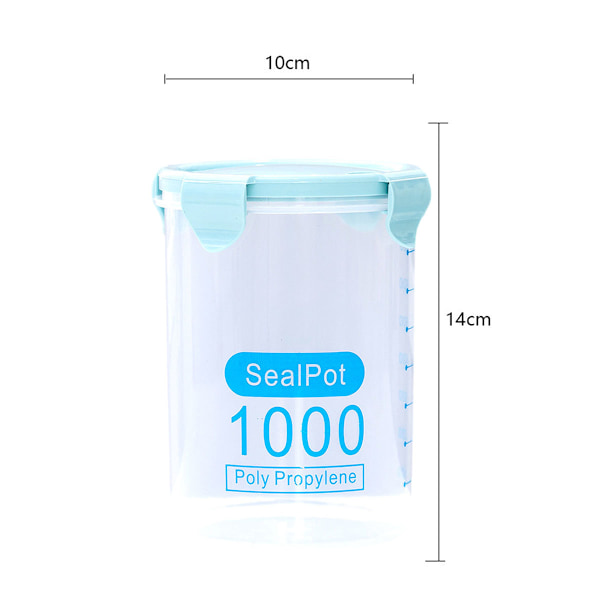 Behållare för skafferiorganisation, 2-pack 1L lufttäta matförvaringsbehållare, spannmålsförvaringslåda, plastbehållare