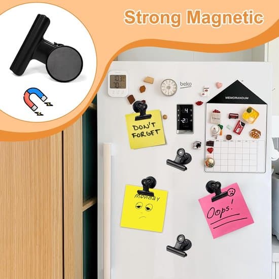 Magnet Clip - Refrigerator Magnet - Memo Clip - Strong Magnet - 50mm Large - Black