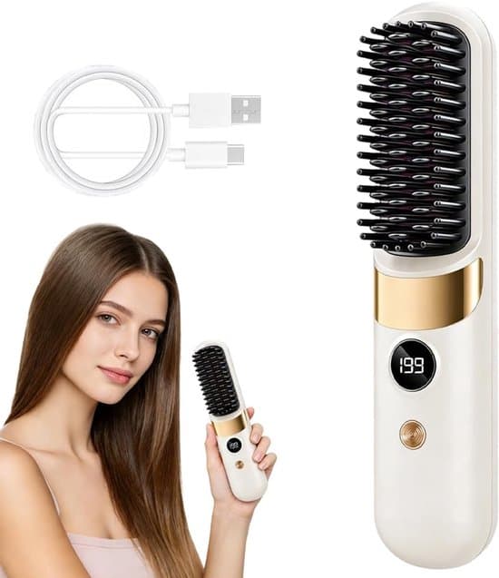 Portable - Ionic Heated Hair Straightener - 4 Adjustable Temperature Settings - with LED Display - Perfect for Daily Use While Traveling