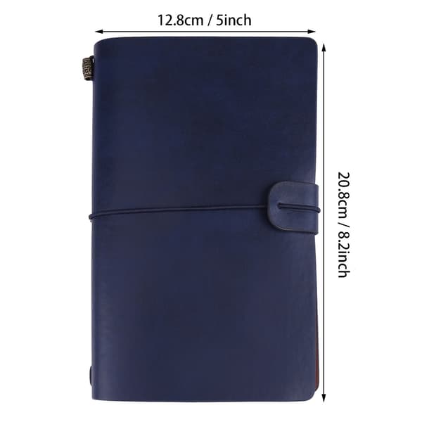 Personal PU Leather Journal Travel Diary Refillable Notebook Dark Blue Writing Pad