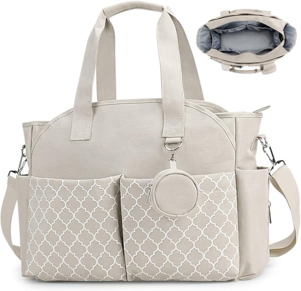 Single Pack - Diaper Bag with Changing Pad - Multifunctional Portable Diaper Bag with Handle and Shoulder Strap - Ideal for Moms - White