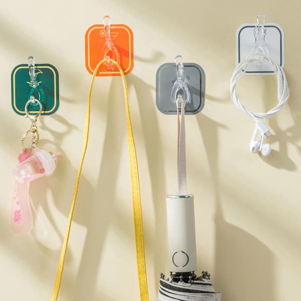 Self-adhesive Acrylic Wall Hooks, Cuttable and Punch-free, Multifunctional Storage Shelf for Kitchen, Bathroom