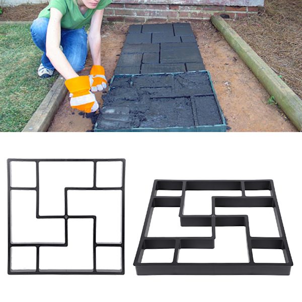 DIY-form för betongplattor, trädgårdsgångform