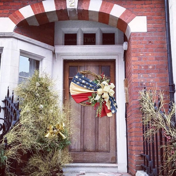 Ytterdörr 16 i Wreaths for Independence Day Memorial Patriotic and 4th of July Veterans Day American Floral Vines Garland Ornaments