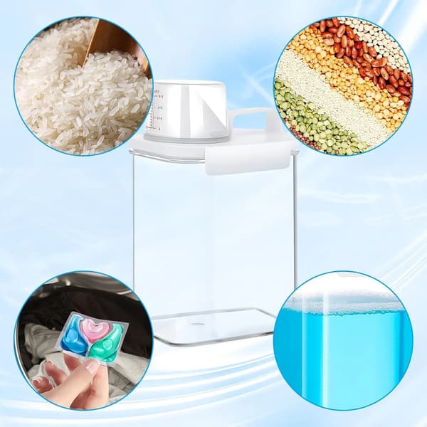 Two Sealed Detergent Containers 1800ml Storage Box Measuring Cup