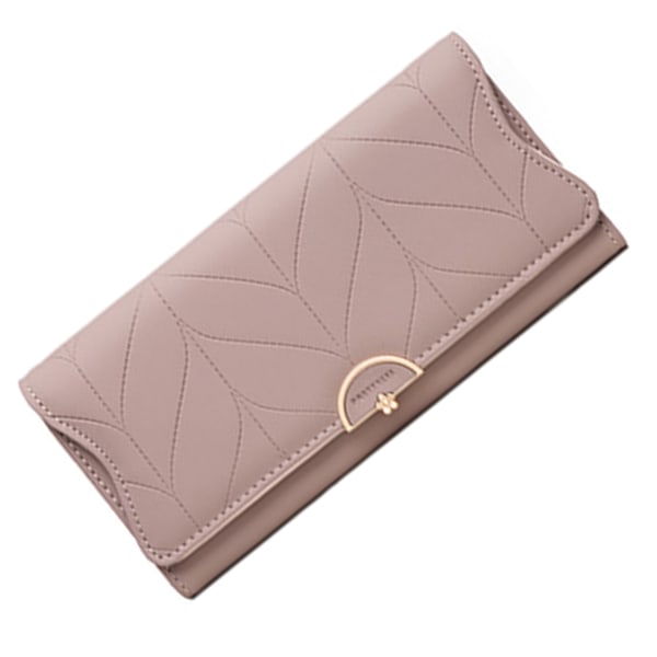 Stor plånbok för kvinnor  PU-läder Halvrund Liten blomma Spänne Telefon Checkbook Organizer Myntväska