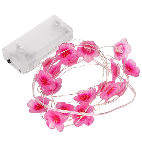 Rose Red LED Flower String Lights, Expandable Plastic Flashing Lamp for Patio Decoration