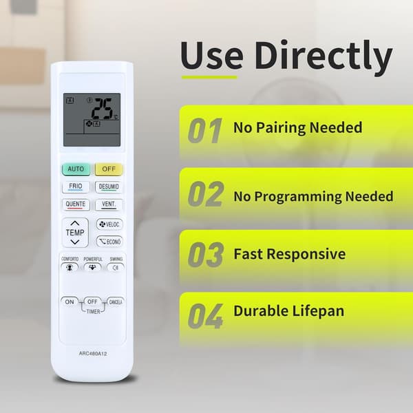 Replacement Remote Control for Daikin Air Conditioners ARC480A11, ARC480A12, ARC480A13, ARC480A9, ARC480A49, ARC480A53, ARC480A55, and ARC480A.