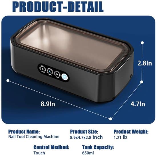 Nail Tool Cleaning Device, Sterilizer with 3 Timer Modes for Nail Drills, Nail Art Brushes, Nail Clippers, 650 ml (22 oz)