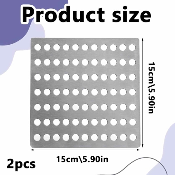 Teräksinen viemäriristikko 15 x 15 cm - 2 kpl pakkaus Ruostumattomat pyöreät viemäriristikot Ulko- ja sisätiloihin - Kestävä verkkomainen viemäriristikko sopii suihkujen viemäriristikoiksi